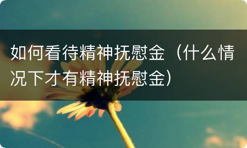如何看待精神抚慰金（什么情况下才有精神抚慰金）