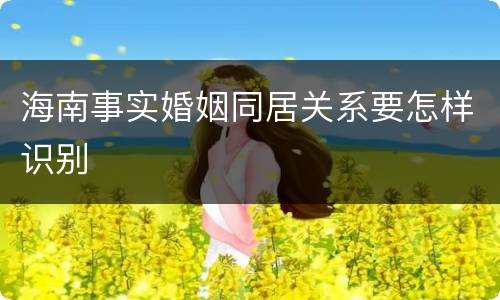 海南事实婚姻同居关系要怎样识别