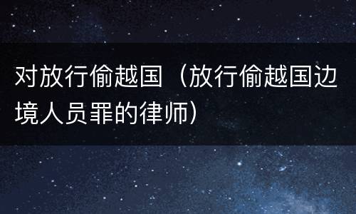 对放行偷越国（放行偷越国边境人员罪的律师）