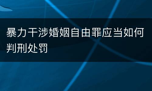 暴力干涉婚姻自由罪应当如何判刑处罚