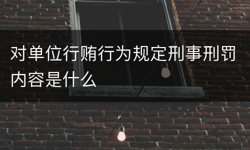 对单位行贿行为规定刑事刑罚内容是什么