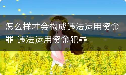 怎么样才会构成违法运用资金罪 违法运用资金犯罪