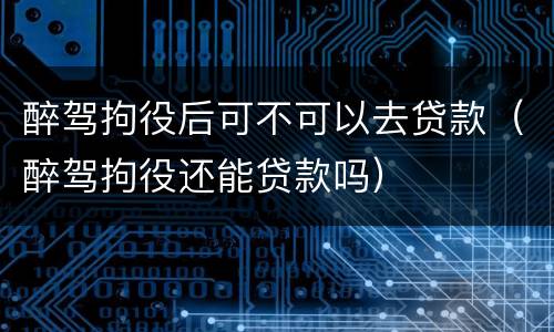醉驾拘役后可不可以去贷款（醉驾拘役还能贷款吗）