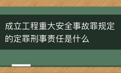 成立工程重大安全事故罪规定的定罪刑事责任是什么