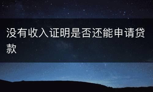没有收入证明是否还能申请贷款