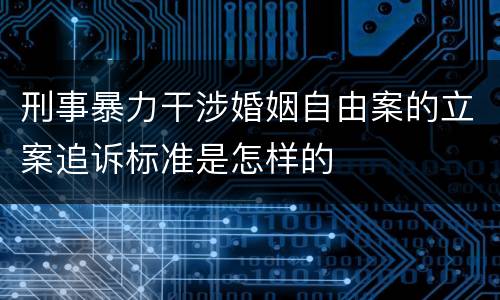 刑事暴力干涉婚姻自由案的立案追诉标准是怎样的