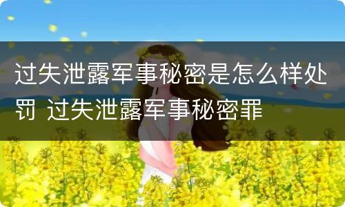过失泄露军事秘密是怎么样处罚 过失泄露军事秘密罪