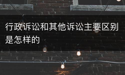 行政诉讼和其他诉讼主要区别是怎样的