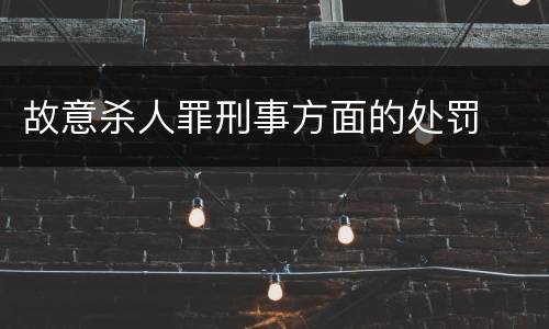 故意杀人罪刑事方面的处罚