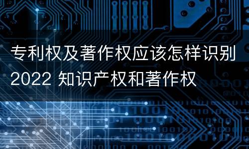 专利权及著作权应该怎样识别2022 知识产权和著作权