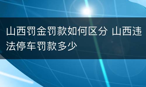 山西罚金罚款如何区分 山西违法停车罚款多少