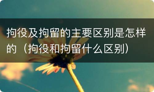 拘役及拘留的主要区别是怎样的（拘役和拘留什么区别）