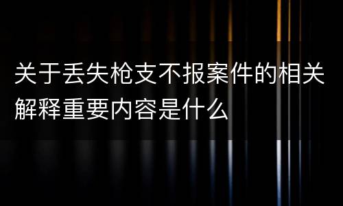 关于丢失枪支不报案件的相关解释重要内容是什么
