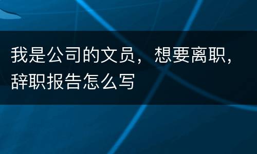 我是公司的文员，想要离职，辞职报告怎么写