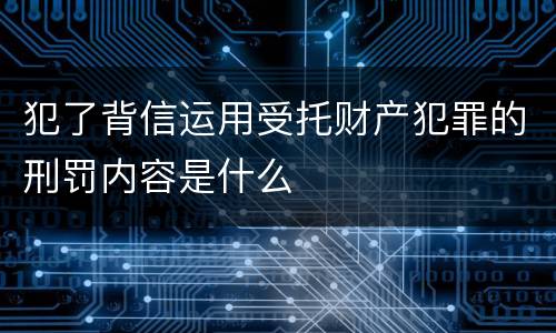 犯了背信运用受托财产犯罪的刑罚内容是什么
