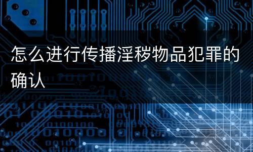 怎么进行传播淫秽物品犯罪的确认