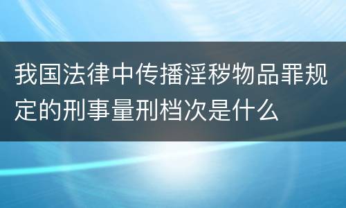 我国法律中传播淫秽物品罪规定的刑事量刑档次是什么