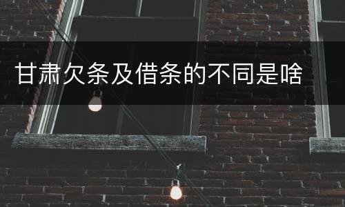 甘肃欠条及借条的不同是啥