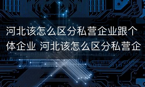 河北该怎么区分私营企业跟个体企业 河北该怎么区分私营企业跟个体企业呢