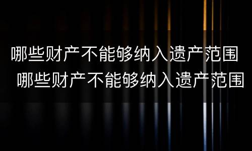哪些财产不能够纳入遗产范围 哪些财产不能够纳入遗产范围内