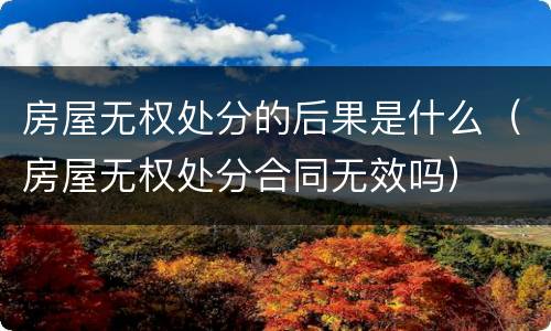 房屋无权处分的后果是什么（房屋无权处分合同无效吗）