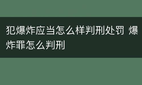 犯爆炸应当怎么样判刑处罚 爆炸罪怎么判刑
