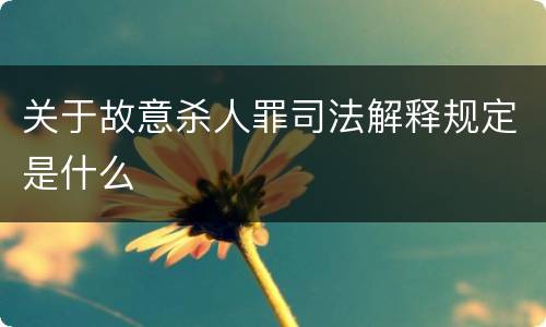 关于故意杀人罪司法解释规定是什么