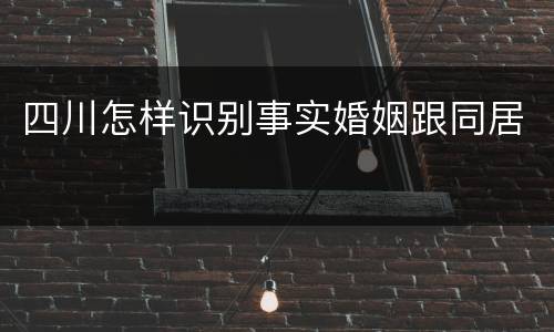 四川怎样识别事实婚姻跟同居