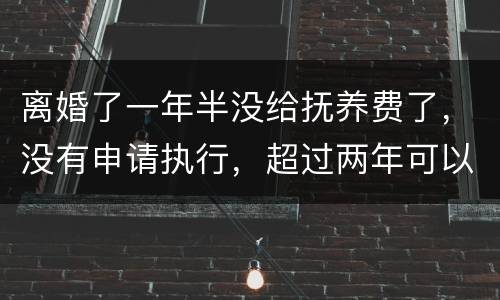 离婚了一年半没给抚养费了，没有申请执行，超过两年可以申请强制执行吗