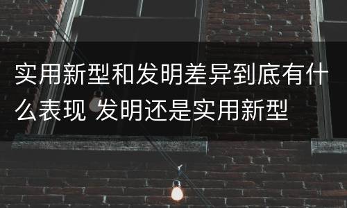 实用新型和发明差异到底有什么表现 发明还是实用新型