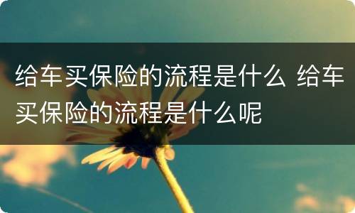 给车买保险的流程是什么 给车买保险的流程是什么呢