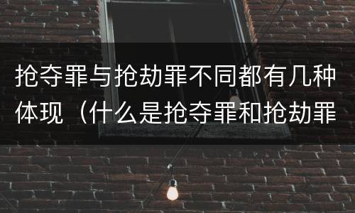 抢夺罪与抢劫罪不同都有几种体现（什么是抢夺罪和抢劫罪）