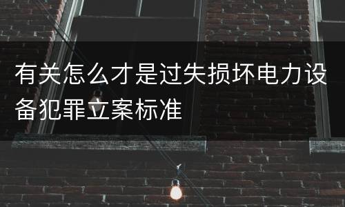 有关怎么才是过失损坏电力设备犯罪立案标准