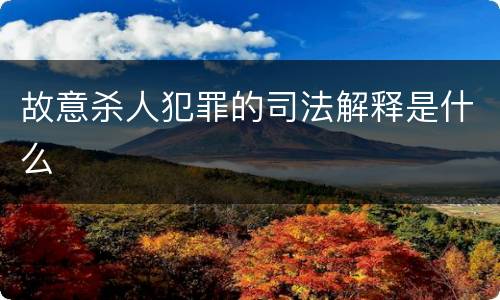 故意杀人犯罪的司法解释是什么