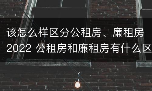 该怎么样区分公租房、廉租房2022 公租房和廉租房有什么区别?2019年的