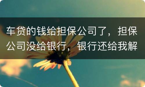 车贷的钱给担保公司了，担保公司没给银行，银行还给我解压了，但是信用卡肖不了，咱办