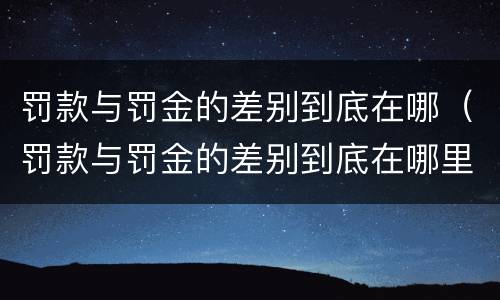 罚款与罚金的差别到底在哪（罚款与罚金的差别到底在哪里）