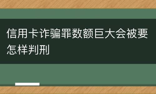 信用卡诈骗罪数额巨大会被要怎样判刑