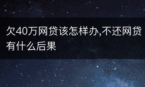 欠40万网贷该怎样办,不还网贷有什么后果