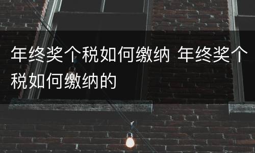 年终奖个税如何缴纳 年终奖个税如何缴纳的
