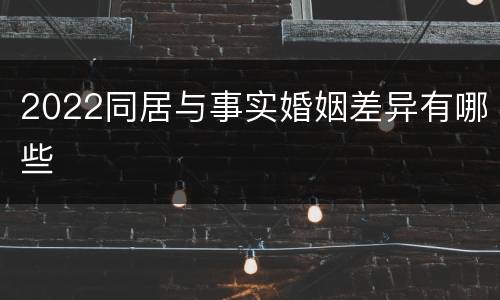 2022同居与事实婚姻差异有哪些