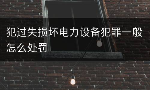 犯过失损坏电力设备犯罪一般怎么处罚