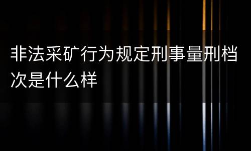 非法采矿行为规定刑事量刑档次是什么样