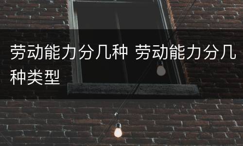 劳动能力分几种 劳动能力分几种类型