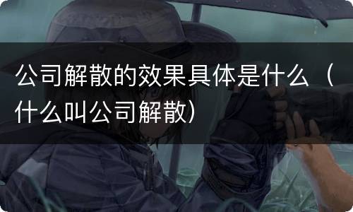 公司解散的效果具体是什么（什么叫公司解散）