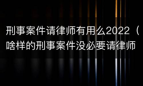 刑事案件请律师有用么2022（啥样的刑事案件没必要请律师）