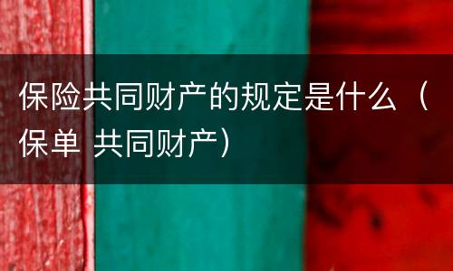 保险共同财产的规定是什么（保单 共同财产）