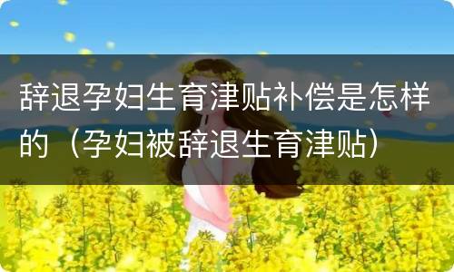 辞退孕妇生育津贴补偿是怎样的（孕妇被辞退生育津贴）