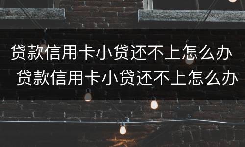 贷款信用卡小贷还不上怎么办 贷款信用卡小贷还不上怎么办呀