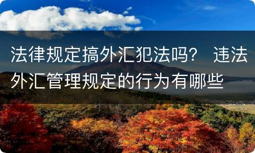 法律规定搞外汇犯法吗？ 违法外汇管理规定的行为有哪些